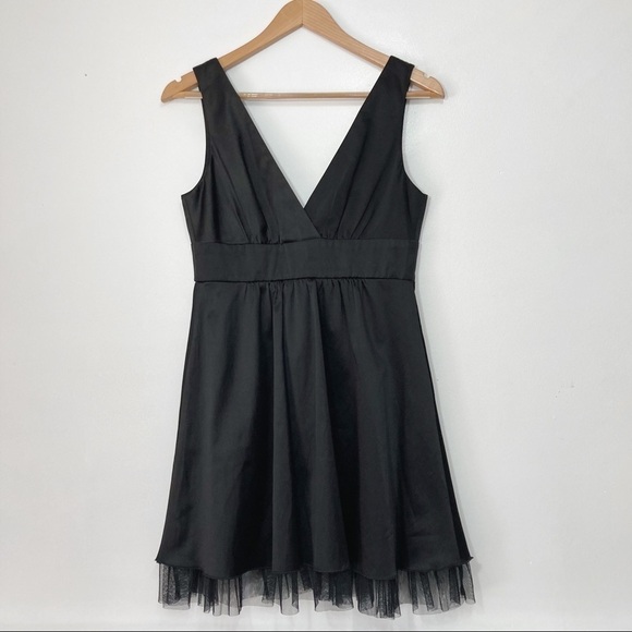 Kopa Satin V-Neck Sleeveless A-Line Ruffled Lace Hem Dress Size S - Picture 2 of 15